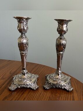 Silver Plated Sticks in Gilded Age Style - 
Lot of 2